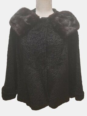 Persian Lamb Fur Coat Jacket 1950s Womens Short by Hutzlers Baltimore